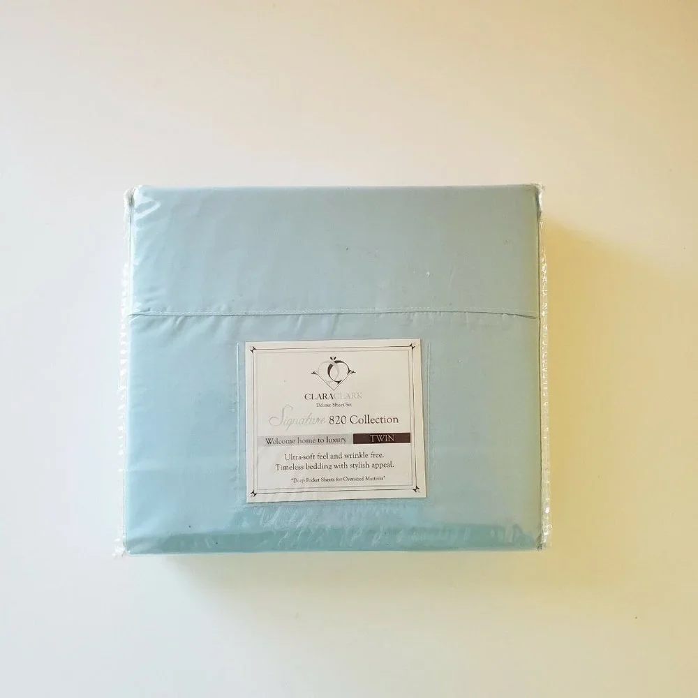 Clara Clark Deluxe Sheet Sets 820 Collection Twin 3 Piece Light Blue Micro fiber